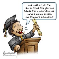 Graduation, graduate, libertarian, cartoon, statism
