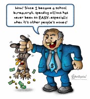public education, cartoon, political cartoon, illustration, taxes, taxation is theft, school bureaucrat