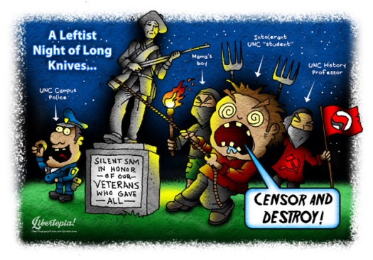 Silent Sam, Antifa, Leftist, Censorship, Art, UNC, University of Northern Carolina, Cartoon
