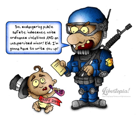 Police, New Year, Happy New Year, 2019, Police State, Public Servants, Cartoon, Government
